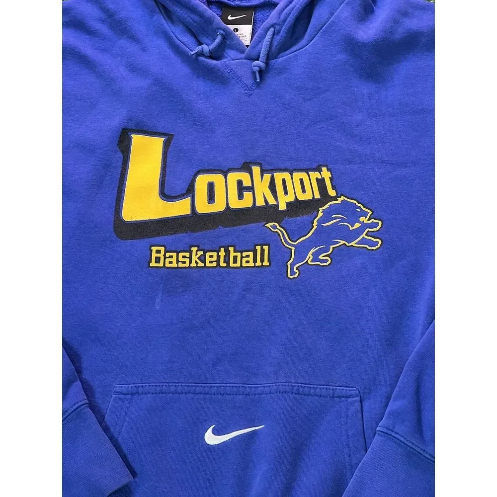 Nike Embroidered Center Swoosh Pullover Hoodie Bright Blue Mens‎ L Large